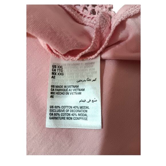 NEW KAREN SCOTT Soft Pastel Pink Top Lightweight Shirt 2X Crochet Trim Staple - Picture 6 of 9